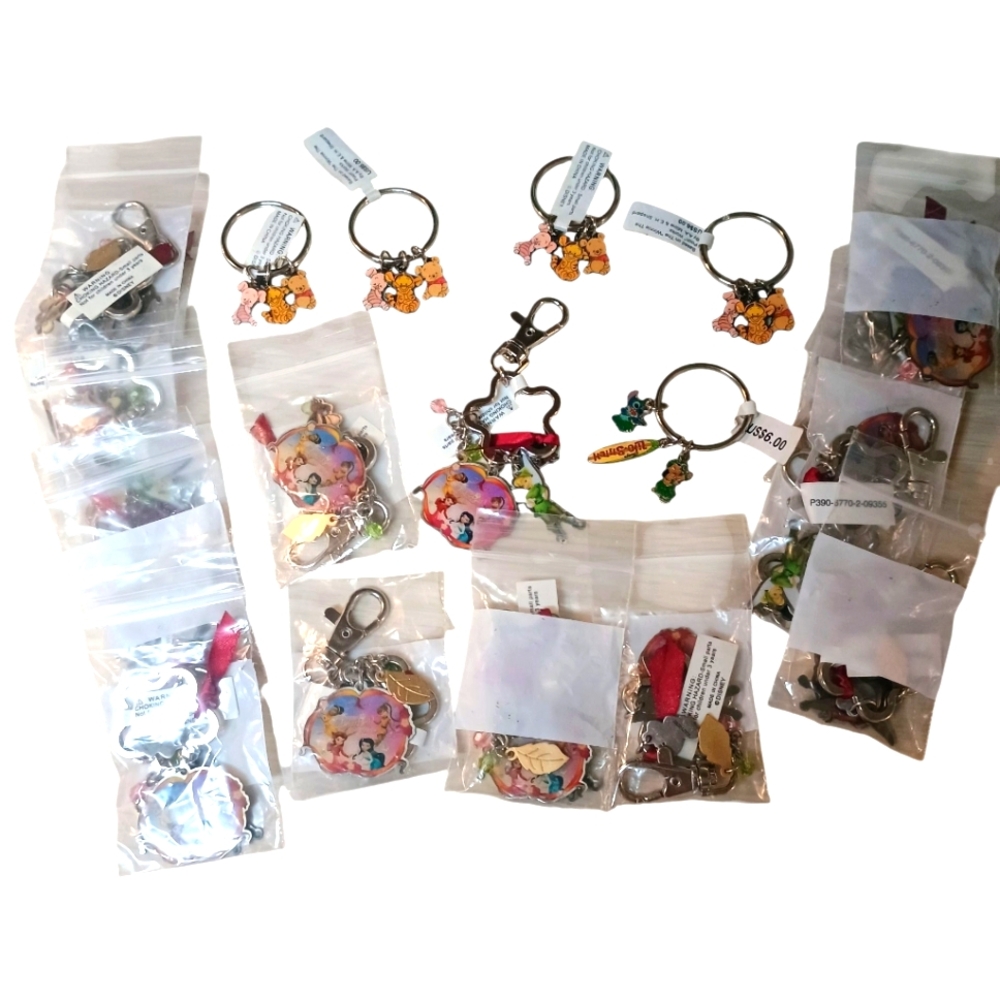 Lot Of 20 New Disney Mixed Keychain With Tinkerbell And Winnie Pooh For Firm P.